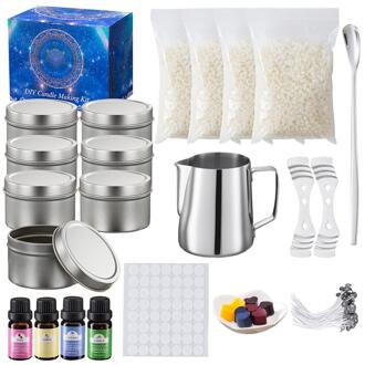 1 Set Geurkaars Maken Tool Diy Kaars Materialen Wax Cup Handgemaakte Materiaal Plantaardige Etherische Olie Tin Kan Familie set Sliver