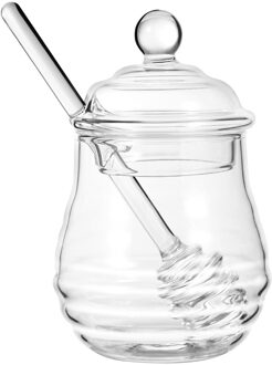 1 Set Glas Honing Pot Lichtgewicht Draagbare Jampot Set Honing Potten Met Dipper Honing Potten Voor Bar Home Hotel keuken