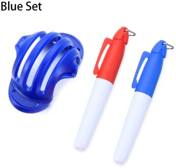 1 Set Golfbal Triple Track 3 Lijn Marker Chrome Stencil + 2 Stuks Marker Pen Putting Positionering Aids golf Outdoor Sport Tool blauw reeks