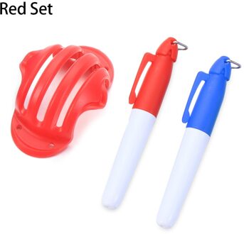 1 Set Golfbal Triple Track 3 Lijn Marker Chrome Stencil + 2 Stuks Marker Pen Putting Positionering Aids golf Outdoor Sport Tool rood reeks
