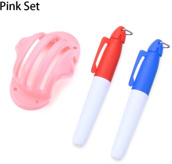 1 Set Golfbal Triple Track 3 Lijn Marker Chrome Stencil + 2 Stuks Marker Pen Putting Positionering Aids golf Outdoor Sport Tool roze reeks
