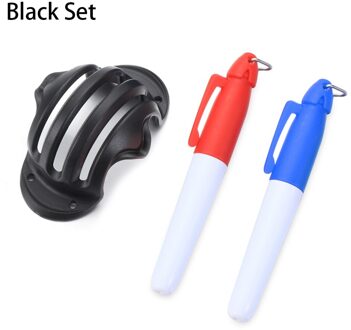 1 Set Golfbal Triple Track 3 Lijn Marker Chrome Stencil + 2 Stuks Marker Pen Putting Positionering Aids golf Outdoor Sport Tool zwart reeks