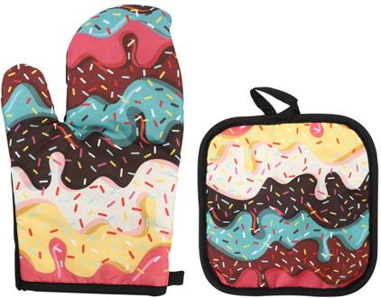 1 Set Hittebestendige Magnetron Ovenwanten Anti-Brandwonden Bakken Wanten Met Kussen