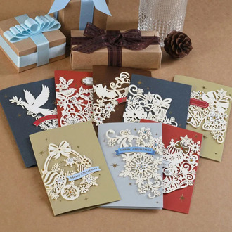 1 Set Hot Sale Carving Merry Christmas Greeting Cards Kids New Year Gift Cards Xmas Christmas Party Decorations Postcard