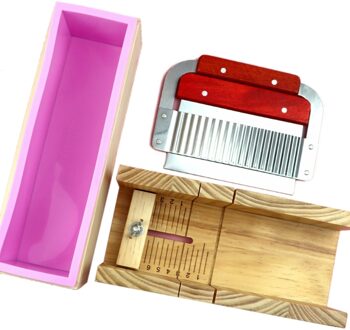 1 Set Houten Zeep Loaf Cutter Mold En Zeep Cutter Set Rechthoek Siliconen Mal A0NA
