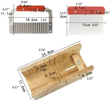 1 Set Houten Zeep Loaf Cutter Mold En Zeep Cutter Set Rechthoek Siliconen Mal E56E