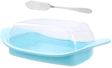 1 Set Kaas Boter Container Schotel Opbergdoos Met Deksel En Scoop Cutter blauw