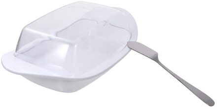 1 Set Kaas Boter Container Schotel Opbergdoos Met Deksel En Scoop Cutter wit