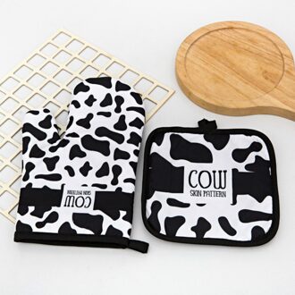 1 Set Keuken Handschoenen Isolatie Luipaard Patroon Pad Koken Magnetron Handschoenen Bakken Bbq Oven Pannenlappen Ovenwanten Pannenlap Pad