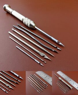 1 Set Lederen Craft Naaien Priem Lock Kras Haak Klink Haak Naald Universele Handvat Tool-Naaien Stiksels Carving Stempelen