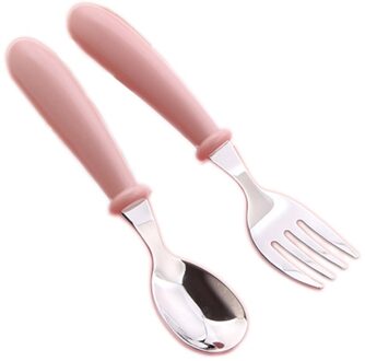 1 Set Leuke Baby Bestek Kinderen Servies Bestek Babyvoeding Voeden Lepel Vork Drie Stijlen Optioneel Kinderen gebruiksvoorwerpen Roze