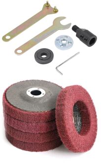 1 Set M10-12mm Boor Spindel Adapter Drijfstang Mouw & 5Pcs 4 Inch Nylon Fiber Flap Disc Polijsten Slijpen wiel