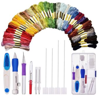 1 Set Magic Diy Hand Borduren Pen Patch Breien Naaien Tool Kit Punch Naald E2S reeks two