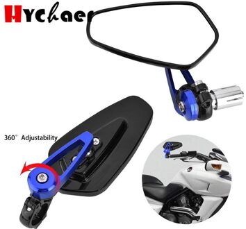 1 Set Motorfiets Aluminium 7/8 "22Mm Bar End Side Achteruitkijkspiegel Universal Motor Fiets Stuur Achteruitkijkspiegels zwart