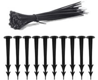 1 Set Multifunctionele Plastic Yard Tuin Stakes Met Bandage Voor Landbouw Handgereedschap Plant Ondersteuning Holding Grond Down Tenten