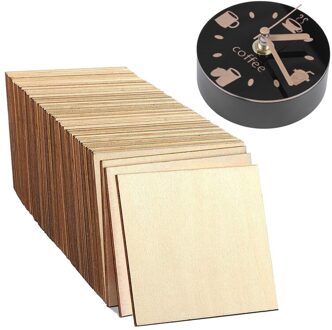 1 Set Mute Koelkast Magneten Digitale Zelfklevende Wandklok & 72 Pcs Onvoltooide Pleinen Blank Hout Stukken 4 Inch