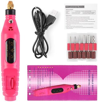 1 Set Nail Elektrische Machine Boor Kit Usb Opladen Manicure Machine Pedicure 6 Bits Schuren Buffer Nagelvijl Nail Art pen TSLM2 01