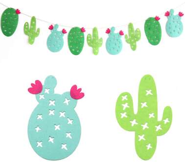 1 Set Non-wovens Cactus Garland Banner Verse Groene Bunting Garland Party Gunsten Home Decor Zwembad Party levert