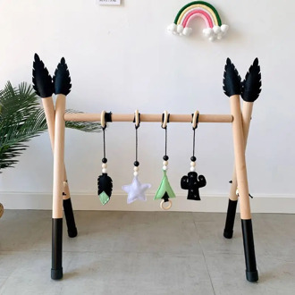 1 Set Nordic Style Solid Wood Fitness Rack Pendant Baby Gym Toys Wooden Frame Infant Room Toddler Hanging Ornaments Kids Room De