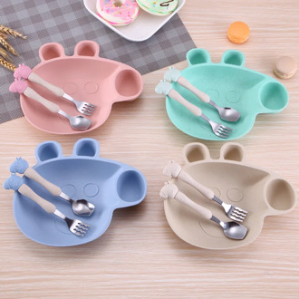 1 Set of Original Peppa Pig Children's Plate Spoon Fork Cartoon Anime Model Pattern Boy Girl Tableware 1-8 Years Old Toy Gift1