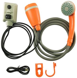 1 Set Outdoor Auto Douche Regendouche Auto Motorfiets Auto Wasmachine Draagbare Outdoor Handheld Camping Douche oranje charged
