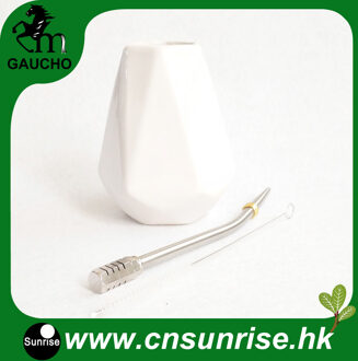 1 set/partij Paraguay Yerba Mate Kalebas Sets Yerba Mate Diamant Keramische Kopjes Met Roestvrij Stro Bombilla En reinigingsborstel MB001-170