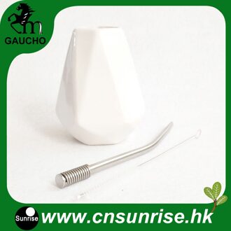 1 set/partij Paraguay Yerba Mate Kalebas Sets Yerba Mate Diamant Keramische Kopjes Met Roestvrij Stro Bombilla En reinigingsborstel MB002-170