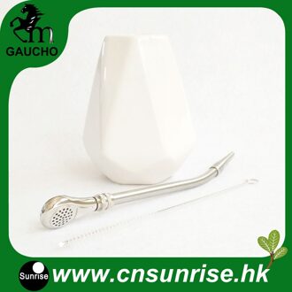 1 set/partij Paraguay Yerba Mate Kalebas Sets Yerba Mate Diamant Keramische Kopjes Met Roestvrij Stro Bombilla En reinigingsborstel MB004-190