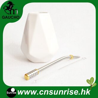 1 set/partij Paraguay Yerba Mate Kalebas Sets Yerba Mate Diamant Keramische Kopjes Met Roestvrij Stro Bombilla En reinigingsborstel MB005-165