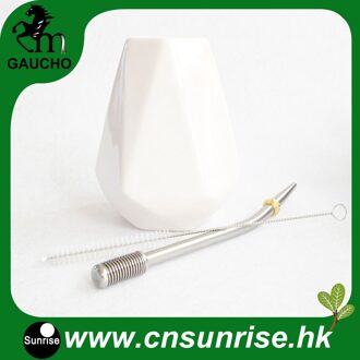 1 set/partij Paraguay Yerba Mate Kalebas Sets Yerba Mate Diamant Keramische Kopjes Met Roestvrij Stro Bombilla En reinigingsborstel MB006-165