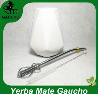 1 set/partij Paraguay Yerba Mate Kalebas Sets Yerba Mate Diamant Keramische Kopjes Met Roestvrij Stro Bombilla En reinigingsborstel MB007-165
