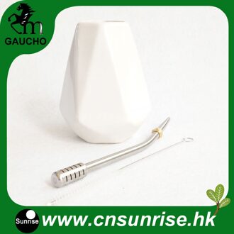 1 set/partij Paraguay Yerba Mate Kalebas Sets Yerba Mate Diamant Keramische Kopjes Met Roestvrij Stro Bombilla En reinigingsborstel MB021-165