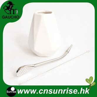 1 set/partij Paraguay Yerba Mate Kalebas Sets Yerba Mate Diamant Keramische Kopjes Met Roestvrij Stro Bombilla En reinigingsborstel MB031-190