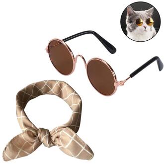 1 Set Pet Bandana Mode Mooie Hond Hoofddoek Pet Vierkante Bib Met Huisdier Zonnebril