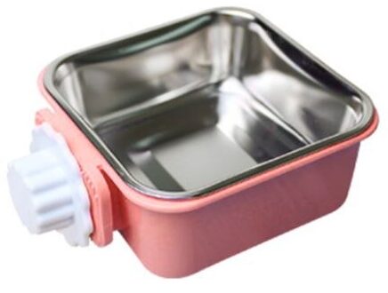 1 Set Pet Feeder Katten Honden Kom Roestvrijstalen Hond Kooi Opknoping Vaste Huisdieren Wastafel 090C Voor Honden roze-plein