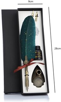 1 Set Praktische Klassieke Textuur Praktische Kalligrafie Veer Dip Pen Quill Fontein Schrijven Portable Duurzaam Huwelijksgeschenken groen