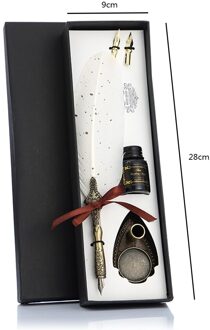 1 Set Praktische Klassieke Textuur Praktische Kalligrafie Veer Dip Pen Quill Fontein Schrijven Portable Duurzaam Huwelijksgeschenken wit