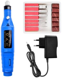 1 Set Professionele Elektrische Nagel Boormachine Manicure Machine Pedicure Boor Set Keramische Nagelvijl Nail Boor Apparatuur Gereedschappen blauw / EU