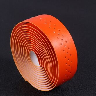 1 Set Pu Lederen Schokabsorberende Stuurlint Wrap Ponsen Non Riem Stuur Lint Riem Voor Outdoor Fietsen (bruin) oranje