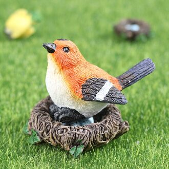 1 Set Realistische Gevederde Vogels Met Nest & Vogels Ei, kunstmatige Craft Vogels Voor Tuin Partijen Gazon Decor Thuis Auto Ornament OG-L