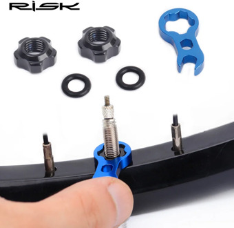 1 Set RISK MTB Road Bicycle Tubeless Tire Valve Cap Vacuum Tire Nozzle Lock Mountain Bike Presta Valve Nut with Install Wrench