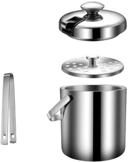 1 Set Rvs Dubbeldeks Ijsemmer Draagbare Ijs Container Dubbele Ijsemmer Handvat Champagne Bier Ijs Korrel Emmer