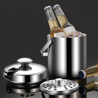 1 Set Rvs Dubbeldeks Ijsemmer Draagbare Ijs Container Voor Thuis Bar Ktv