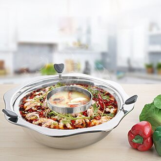 1 Set Rvs Roterende Chinese Pot Duurzaam Pot Met Lifting Drainage Mand Keuken Accessoires