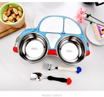 1 Set Servies Kids Baby Leuke Cartoon Verdeeld Grid Kom Lepel En Vork Plaat Sets Draagbare Huishoudelijke Roestvrij Staal Rijst kom