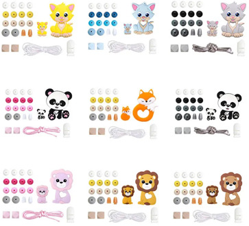 1 Set Silicone Beads Teething Rodent Food Grade BPA Free Fox Rabbit DIY Accessories Set Pacifier Chain Clips DIY Infant Necklace