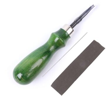 1 Set Staal Lederen Edge Beveler Skiving Beveling Houten Handvat Craft Diy Snijgereedschap Kit Voor Diy Lederen Handmatig Snijden rand 0.6mm