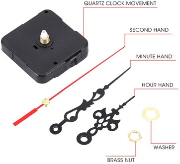 1 Set Stille Grote Wandklok Quartz Klok Horloge Beweging Mechanisme Uurwerk Zwart Rood Handen Diy Repair Klok Onderdelen Kit tool