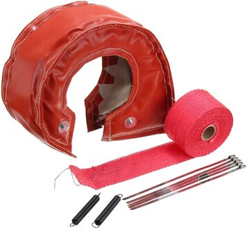 1 Set T4 Nitrous Racing Turbo Warmte Deken Cover + Uitlaatpijp Spruitstuk Downpipe Wrap Rood/Zwart/Blauw/Titanium Turbo 'S