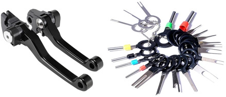 1 Set Terminals Removal Key Tools Set Repair Remover Key Tools Set & 2Pcs Motorcycle Brake Lever Handle